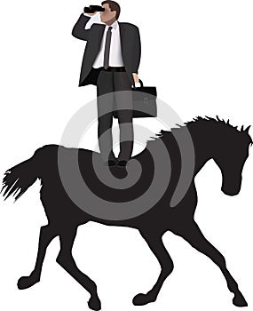 Distinguished person standing on the horse distinguished person standing on the horse photo