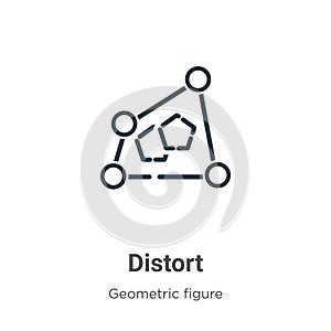 Distort outline vector icon. Thin line black distort icon, flat vector simple element illustration from editable geometric figure