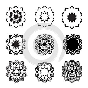 Distorted abstract star icon set and logos