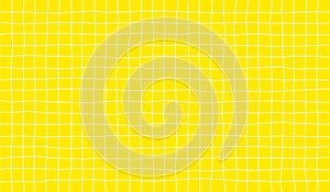 Distorted Background with White Cage on Yellow. Abstract Psychedelic Pattern with Wavy Doodle Stripes. Vector Groovy Y2K