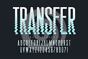 Distorted bright light characters, retro-futuristic original type. Wavy alphabet.