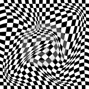 Distorted checkered optical illusion