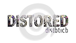 Distorted DISTORED Glitch Text Typography, vector design Generative AI
