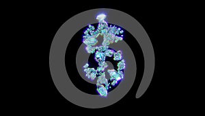 distorted font of gemstones with chromatic aberrations - dollar - peso sign, isolated - object 3D illustration