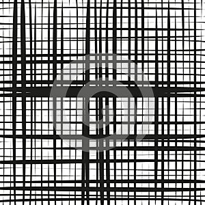 Distorted grid pattern. Abstract black lines. Geometric dynamic texture. Optical illusion effect.