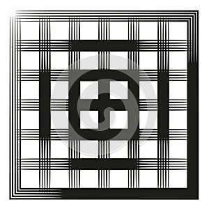 Distorted grid pattern. Abstract line texture. Wavy black background. Vector graphic illustration.