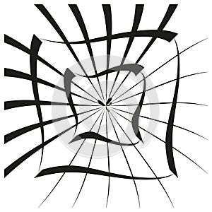 Distorted grid pattern. Abstract wave effect. Geometric line art. Vector modern background.