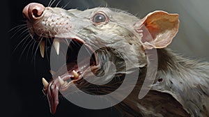 Distorted And Grotesque Rat Painting In The Style Of Raphael Lacoste
