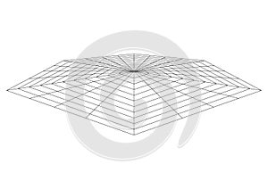 Distorted hexagon mesh . 3d grid background