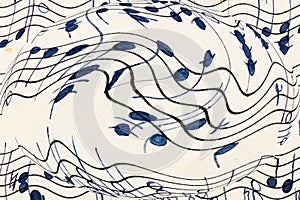 Distorted music sheet abstract twisted musical notes