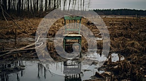 Distorted Reality: A Gloomy Swamp And An Old Chair