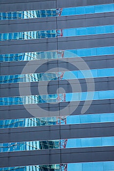 Distorted reflection of a building