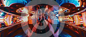 Distorted Reflection of a Person in a Mirror