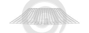 Distorted tiled floor. Grid warp texture. Futuristic waved mesh. Geometric deformation. Gravity phenomenon. Bented
