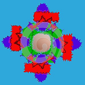 Distorted and twisted graphic design on a blue background