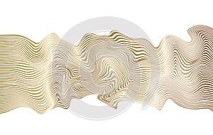 Distorted wave monochrome texture. Abstract dynamical rippled surface. Vector stripe deformation background.