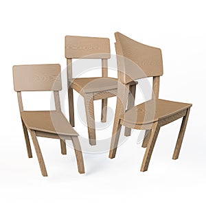 Distorted wooden chairs