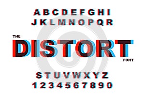 Distortion Alphabet.Vector distorted glitch font vector illustration