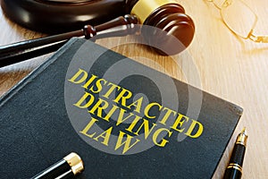 Distracted driving law and gavel.