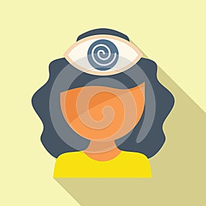 Distracted mind icon flat vector. Dizziness head