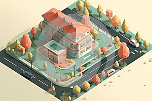 distracting background, with the focus on a key element in isometric view