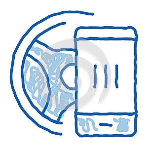 distracting phone while driving doodle icon hand drawn illustration