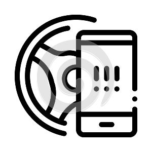 Distracting phone while driving icon vector outline illustration photo
