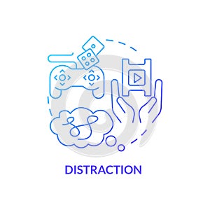 Distraction blue gradient concept icon