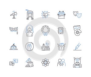 Distraction line icons collection. Interruption, Diversion, Temptation, Procrastination, Boredom, Misdirection