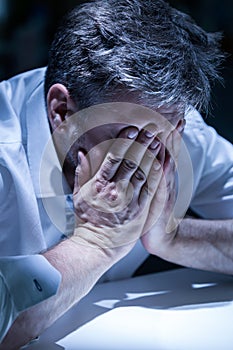 Distraught man in the office