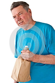 Distraught Mature Man with Booze