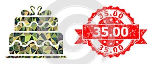 Distress 35.00 Stamp And Marriage Cake Polygonal Mocaic Military Camouflage Icon