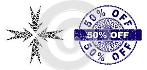 Distress 50 percent Off Seal and Geometric Compression Arrows Mosaic
