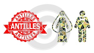 Distress Antilles Stamp Seal and Weds Persons Triangle Mocaic Military Camouflage Icon