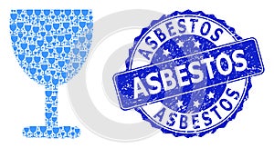 Distress Asbestos Round Watermark and Fractal Wine Cup Icon Collage