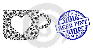 Distress Beer Pint Stamp Seal and Covid Favourite Cup Mosaic Icon