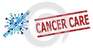 Distress Cancer Care Watermark and No SARS Virus Mosaic of Round Dots