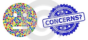 Distress Concerns Question Stamp and Bright Colored Collage Neutral Smiley
