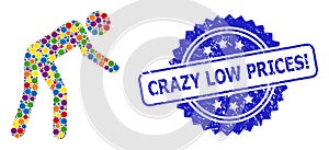 Distress Crazy Low Prices! Seal and Bright Colored Mosaic Tired Person