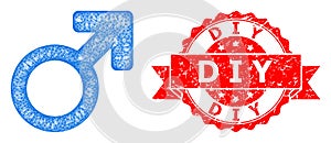 Distress D I Y Stamp and Net Male Symbol Icon