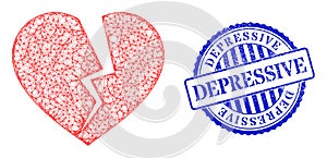 Distress Depressive Stamp and Net Broken Heart Web Mesh