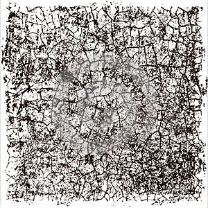 Distress, dirt texture. Vector illustration. Grunge background. Pattern with cracks.