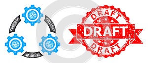 Distress Draft Stamp and Linear Gear Planetary Transmission Icon