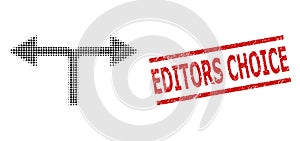 Distress Editors Choice Seal Stamp and Halftone Dotted Bifurcation Arrows Left Right
