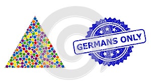 Distress Germans Only Stamp and Multicolored Collage Filled Triangle