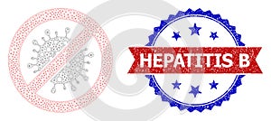 Distress Hepatitis B Round Rosette Bicolor Seal and Mesh Network Stop Coronavirus photo