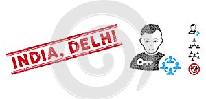Distress India, Delhi Line Seal with Mosaic Social Engineer Icon