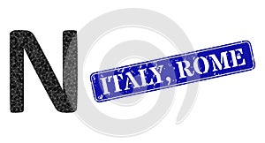 Distress Italy, Rome Stamp Seal and Nu Greek Symbol Triangle Filled Icon