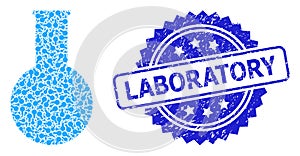 Distress Laboratory Seal Stamp and Recursive Chemical Flask Icon Composition