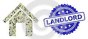 Distress Landlord Stamp and Military Camouflage Collage of Home